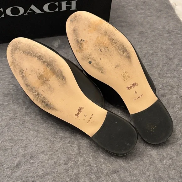 Coach Black Leather Slip-On Loafers - Picture 4 of 5